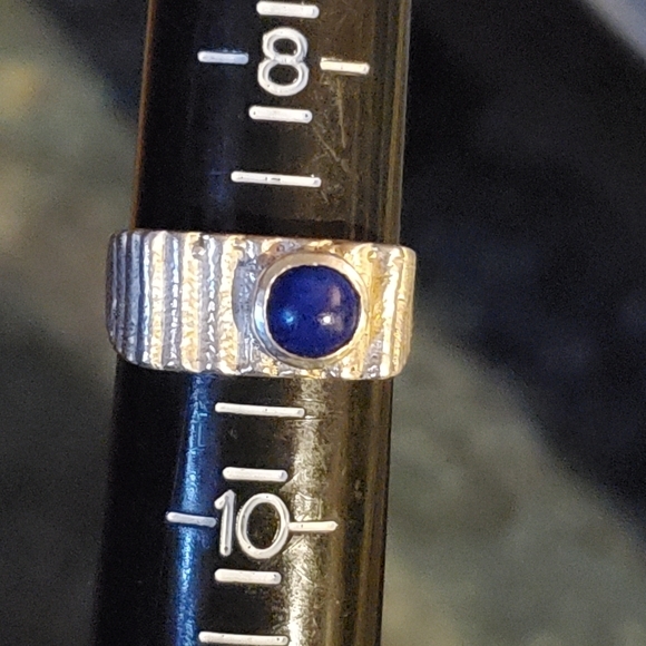 Vintage Sterling Band with Lapis Stone - Picture 1 of 7